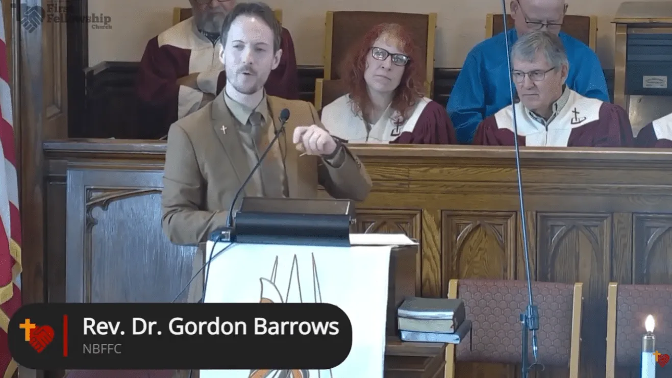 Rev. Dr. Gordon Barrows preaching, from a recorded service