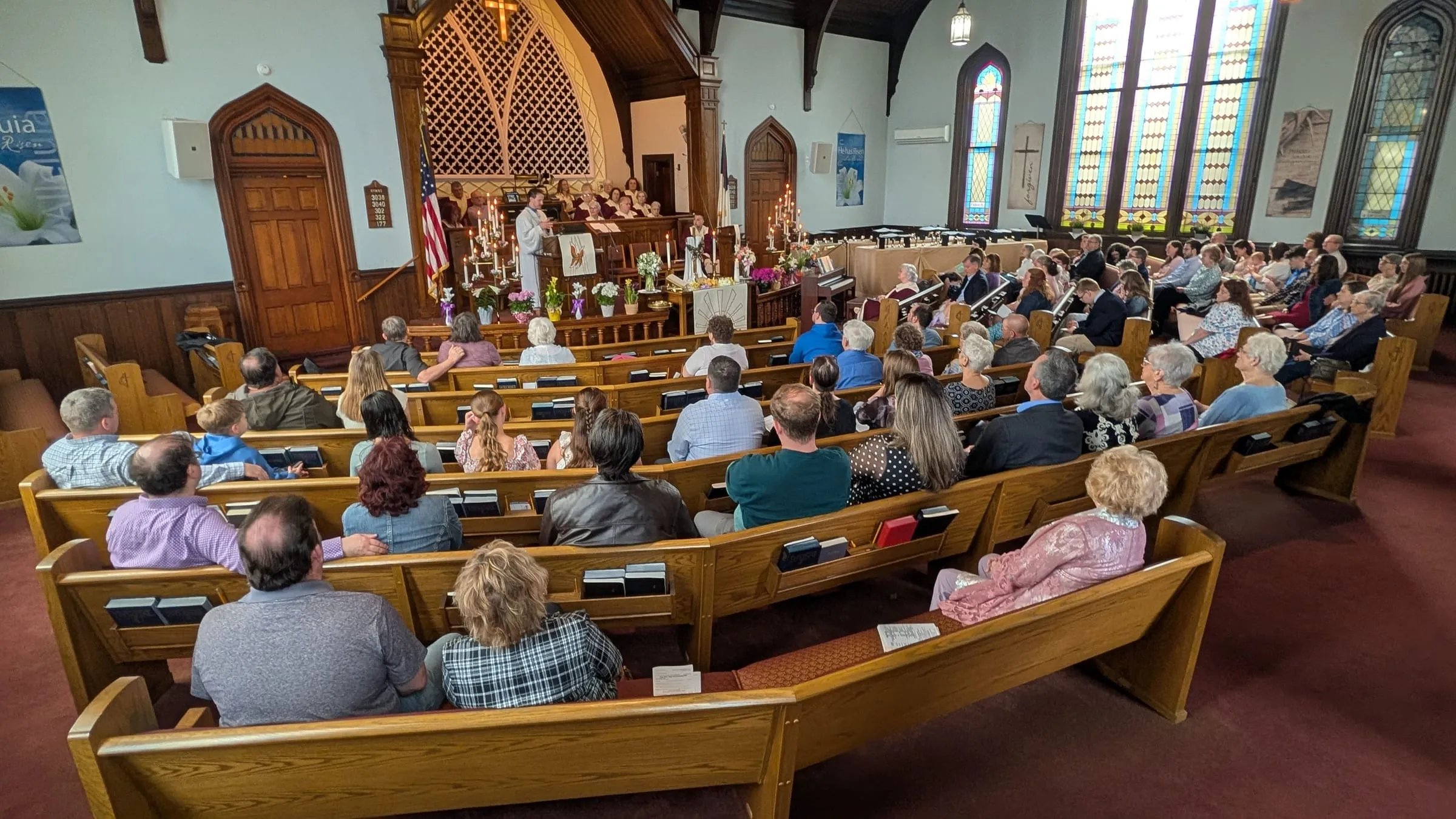 A full sanctuary during Sunday worship